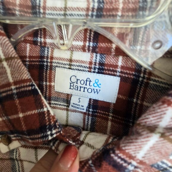 Men's Brown Beige Plaid Flannel Shirt Size Small Extra Soft JJ534 - Picture 5 of 6